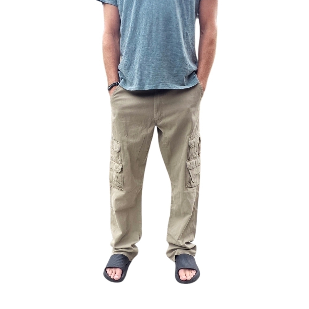 Wrangler Khaki Cotton Cargo Pants Men's 34 W 32.5 Inseam Blokecore Neutral